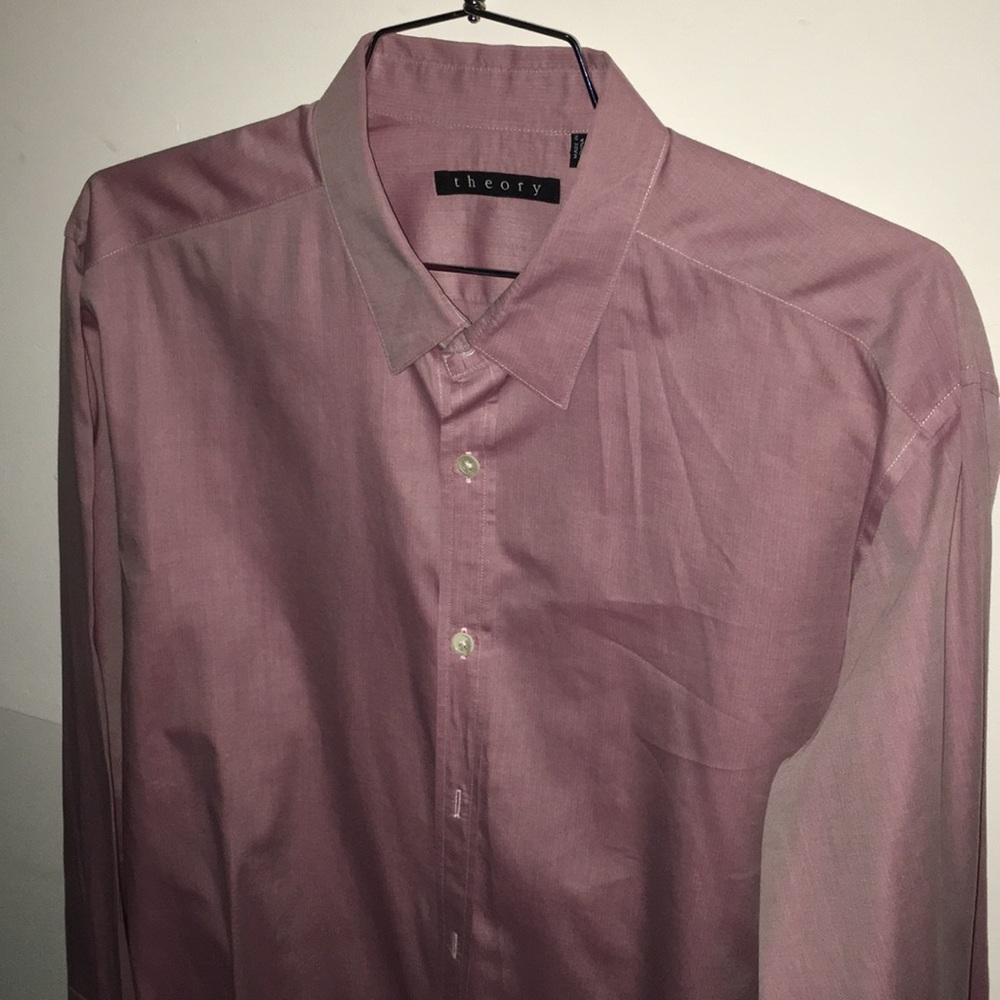Theory- L Solid Light Lavender Lightweight Shirt - image 3